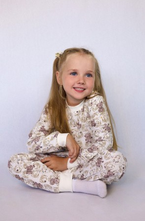 Пижама детская (2-6 лет) 2902, МИШКИ, молочный, кулирка