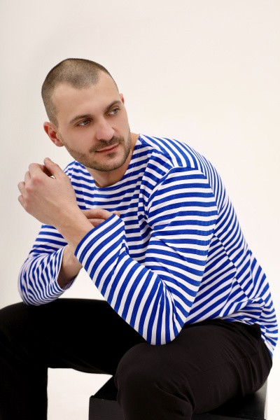 Тельняшка мужская BIG SIZE 1802, синяя полоска